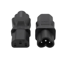 1PCS Black Straight Elbow IEC320 C6 Male to C13 Female Power Adapter Plug C6 Clover Leaf Plug PDU Cabinet Power Plug Converter