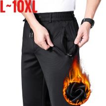 Große Größe 10XL Winter Hosen Männer Fleece Gefüttert Elastische Taille Stretch Hosen Männlichen Dicke Warme Gerade Business Arbeit Tragen Plus große