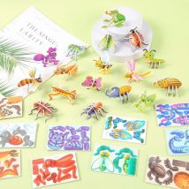 30PCS 3D DIY Paper Jigsaw Puzzles for Animal & Dinosaur & Aircraft Tanks Mini Cartoon Puzzle Toys for Kids Birthday Party Favors