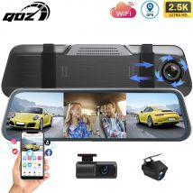 QOZ 10'' 3 Kameras 2,5K Mirro Auto Dash Cam Rückspiegel Infrarot Nachtsicht Loop Aufnahme Streaming Medien WIFI DVRcar