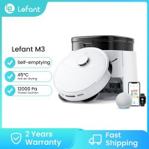 Robot aspirapolvere e lavapavimenti Lefant M3L, 12000 Pa: aspirazione, lavaggio, asciugatura, panni di pulizia, pulizia automatica, contenitore raccoglipolvere, scarico dell'acqua, navigazione dTOF
