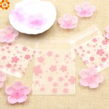 100 Teile/los 3 Größen Schöne Rosa Kirschblüten Cookie & Candy Tasche Selbstklebende Plastiktüten Für Kekse Snack Backpaket