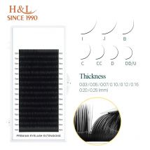 H&L SINCE 1990 16-reihige Kunstwimpernverlängerung aus synthetischem Nerz, individuelle Wimpernverlängerung, dunkelschwarz, matt, weich, natürlich