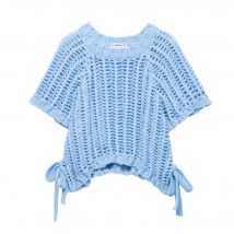 2025, Sommer, neues Produkt, Damenbekleidung, mehrfarbig, modisch, schlicht, Rundhalsausschnitt, dickes Nadeldesign, Saum, Seitenschlitz, Spitzenoberteil