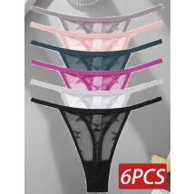 6 teile/satz sexy Mesh Damen Tangas transparente Frauen Höschen Unterwäsche solide G-String weibliche Unterhosen intim iert Dessous S-XL