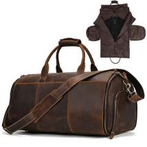 Crazy Horse Leder Falten Anzug Tasche Mann Business Reisetasche Mit Schuh Tasche Kleidung Abdeckung