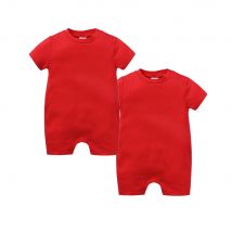 2 Teile/los Baby Junge Mädchen Strampler Kurzarm Sommer Baumwolle Kleidung 3M 6M 9M 12M Solide Plain rot Design Kleidung