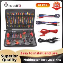 Podofo 70 Stück Multimeter-Messleitungssätze, Multimeter-Messleitung, Werkzeug, Kfz-Testwerkzeug mit Linker, flachen Anschlüssen für den Autotest