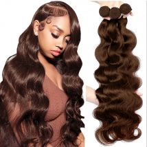 #4 Dark Brown Body Wave Bundles 1/3PCS 100% Human Hair Bundles 18-30 Inches Remy Hair Extensions For Women Brazilian Double Draw
