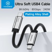 Hagibis Cavo da USB C a USB C con funzionalità complete Cavo di ricarica rapida USB4 super morbido da 80 Gbps 240 W per laptop Thunderbolt 4/5 iPhone 17