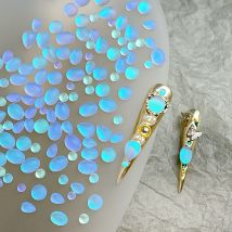 30pcs Blue Teardrop Matte Rhinestone Nail Decorations Charm Cute Oval Water Drop Gems For DIY Manicure Tool Nail Art Accessories