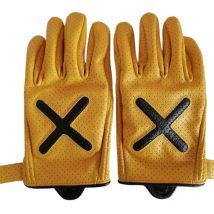 CowhideTop Layermotorrad-Handschuhe, Sommer, perforiert, belüftet, Retro-Reiten, Touchscreen, wasserdicht, Winter, verdickte Biker-Handschuhe