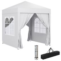 Outsunny Carpa Plegable 2x2m Exterior con 4 Paredes y Bolsa de Transporte Blanco