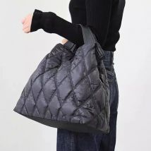 Einkaufstasche für Damen, 2025, Frühlings-Umhängetasche, Baumwollfüllung, hohe Kapazität, Euro-Amerika-Stil, solide Damentaschen, Bürodame