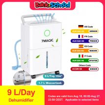 Deshumidificador con 4 modos de funcionamiento, pantalla digital, manguera de drenaje, para 150 m3 habitaciones, deshumidificación 9 l/día