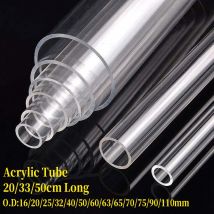 1Pc O.D 16~110mm Transparent Acrylic Tube 20/33/50cm Long Aquarium Fish Tank Water Supply Garden Hydroponics Plexiglass Pipe