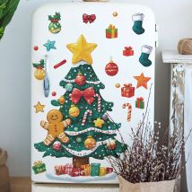 Cartoon Stern Weihnachtsbaum Wandaufkleber für Neujahr Dekoration Wandbild Schrank Kühlschrank verschönern Home Decor selbstklebende Aufkleber