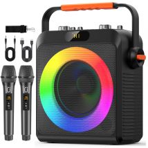 Macchina per Karaoke FanFun con 2 Microfoni, Altoparlante Bluetooth Portatile con Luce RGB, Sistema Karaoke per Feste in Casa