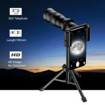 APEXEL 36X Metall-Teleobjektiv mit Stativ-Zoom-Teleskop-Monokular für iPhone, Samsung, Schießen, Vögel, Ansehen, Konzert, Sport