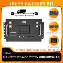 JKESS 15KWH LFP Batteriegehäuse mit JKBMS PB2A16S20P 4,3-Zoll-Bildschirm, kompatibel mit 280AH-320AH Zellen, EU-Lagerbestand, Versand aus Polen