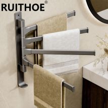 Bathroom Towel Rack Rotatable Towel Holder Space Aluminum 1/2/3/4/5-Bar Towel Hanger Kitchen Kitchen Hanging Wall Mounted