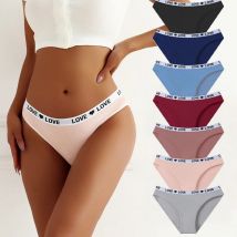 7 sztuk/zestaw damskie bawełniane majtki seksowne miękkie majtki w paski śliczne litery dziewczęce figi kobiece oddychająca rozciągliwa bielizna XS-XL