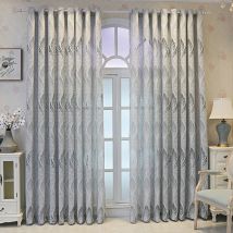 1 Paar Jacquard-Handwerk, grauer Vorhang für Wohnzimmer, Schlafzimmer, Blättermuster, 20 %–40 % Schattierungsvorhänge, Heimdekoration, 52,9 x 91,4 cm