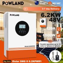 POWLAND 6.2KW Inverter Ibrido MPPT 48V 220V Max PV 500VDC 6500W Ingresso 120A Caricatore Solare BMS Supporto Parellelo 12 pezzi Con WIFI