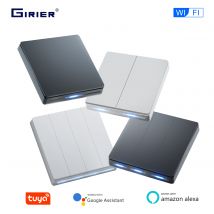 GIRIER Smart Licht Schalter Wifi Wand Schalter Neutralleiter Erforderlich Druckschalter 1/2/3/4 Gang Funktioniert Tuya APP Alexa Hey Google