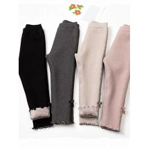 Thick Warm Girls Leggings Winter Fleece Soft Solid Kids Pants Elastic Waist Cotton Leggings Girl Trousers