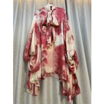 New Asymmetric Chic Fashion Runway Autumn Lace-up Print Casual Blouses Women Bow Elegant Long Sleeve Vintage Loose Clothing