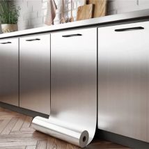 40 cm Metall-Wandaufkleber aus gebürstetem Silber, Edelstahl, für Küche, Wohnzimmer, Kühlschrank, Arbeitsplatte, selbstklebende Tapete