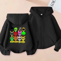 Felpa con cappuccio Sprunki con cerniera Moda Bambini Felpe con cappuccio Incredibox Felpe calde con cerniera Abbigliamento invernale morbido per bambini Felpa con cappuccio da cartone animato