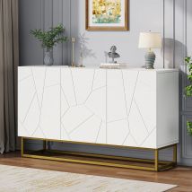 Hochglanz-Sideboard, moderner Möbelschrank, Buffetschrank, Sideboard mit 4 strukturierten Fächern, Breite 130 cm, luxuriöser Schreibtisch