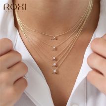 ROXI Zirkonia-Kette, Halsketten und Anhänger, 925er Sterlingsilber, Halskette, Kristall, Hochzeit, Schmuck, Damen, Verlobungszubehör
