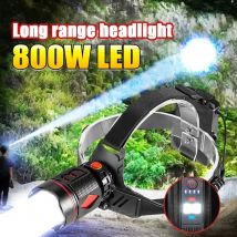 Lampada frontale a LED più potente Shot lungo 4000 metri Faro ricaricabile 800W Torcia frontale ad alta potenza Lampada frontale da pesca Lanterna