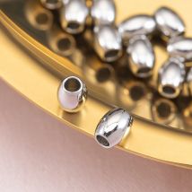 20 Stück Edelstahl-lose Perlen, großes Loch, ovale Abstandsperle für Schmuckherstellung, DIY-Ergebnisse