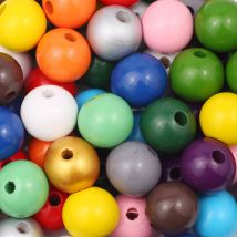 20mm Natural Wooden Beads Multicolor Round Shaped Wood Spacer Beads For DIY Crafts Making Bracelet Jewelry Accessories  10pcs
