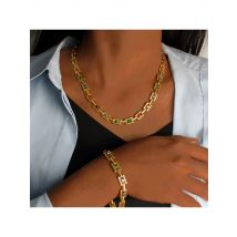 Elegant Light Luxury Zircon Bracelet Necklace Stainless Steel Bracelet Necklace 18K Gold Plated Set Jewelry