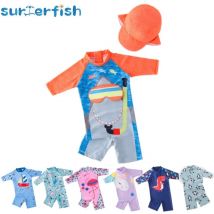 2024 Baby Jungen Mädchen Badebekleidung mit Mütze Surfen Tragen Badeanzug Säugling Kleinkind Kinder Kinder Sonnenschutz Strand Badeanzug