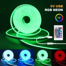 5V USB LED Neonlicht mit 24 Tasten Fernbedienung RGB Flexibles Lampenband Neonband Silikonschlauch für Heim-Hintergrundbeleuchtung Dekoration
