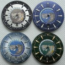 Timeaxis Steriles 34-mm-Zifferblatt, 6-Uhr-Kalenderfenster, passend für NH36 NH35-Uhrwerk, Uhrenteile, Schwarz, Grün, Blau