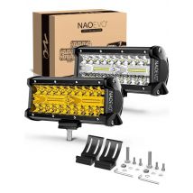 NAOEVO Barra luminosa a LED da 7 pollici 240W 24000LM 4x4 Offroad Spot Flood Combo Nebbia LED Bianco Giallo Luci da lavoro per camion Barca UTV ATV