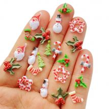 50Pcs Mixed Nail Art Resin Christmas Socks, Trees, Snowmen, Series Charms Rhinestones DIY Craft For Nail 3D Decorations Jewelry
