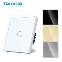 Tawoia Touch-Türklingelschalter, EU-Standard, Kristallglasscheibe, LED-Hintergrundbeleuchtung, Türklingel, 1 Gang-Schalter, 86 x 86 mm, Heimwerker