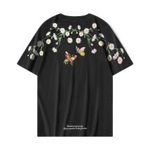 Mode Männer T Shirt Vintage Stickerei T Shirt Frauen Daisy Hip Hop Tees Hemd Baumwolle Harajuku Lose Sommer Top Blume Schmetterling