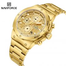 NAVIFORCE Top-Luxus-Herrenuhren, leuchtendes Datum, wasserdicht, Chronograph, Quarz-Herrenuhr, Edelstahl, Sport-Militär-Armbanduhr