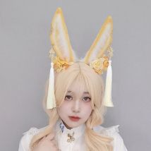 Chinesischen Stil Nette Kaninchen Ohren Form Stirnband mit Blume Ostern Haar Hoop Make-Up Frühling Cosplay Party Kopfstück