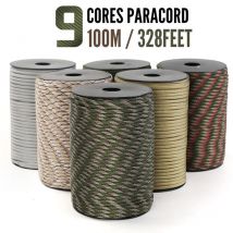 9 rdzeni 650lb Paracord 100m Dia.4mm wojskowy standardowy lina spadochronowa smycz do namiotu akcesoria do bransoletki survivalowej DIY Making