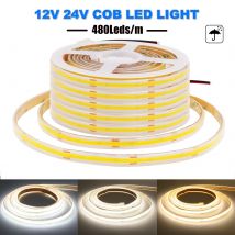 DC 24V 12V COB LED Strip Light IP65 Ad alta densità 480Leds/M Bianco naturale caldo Room Decor Luci a corda flessibili 1M 5M 10M 20M